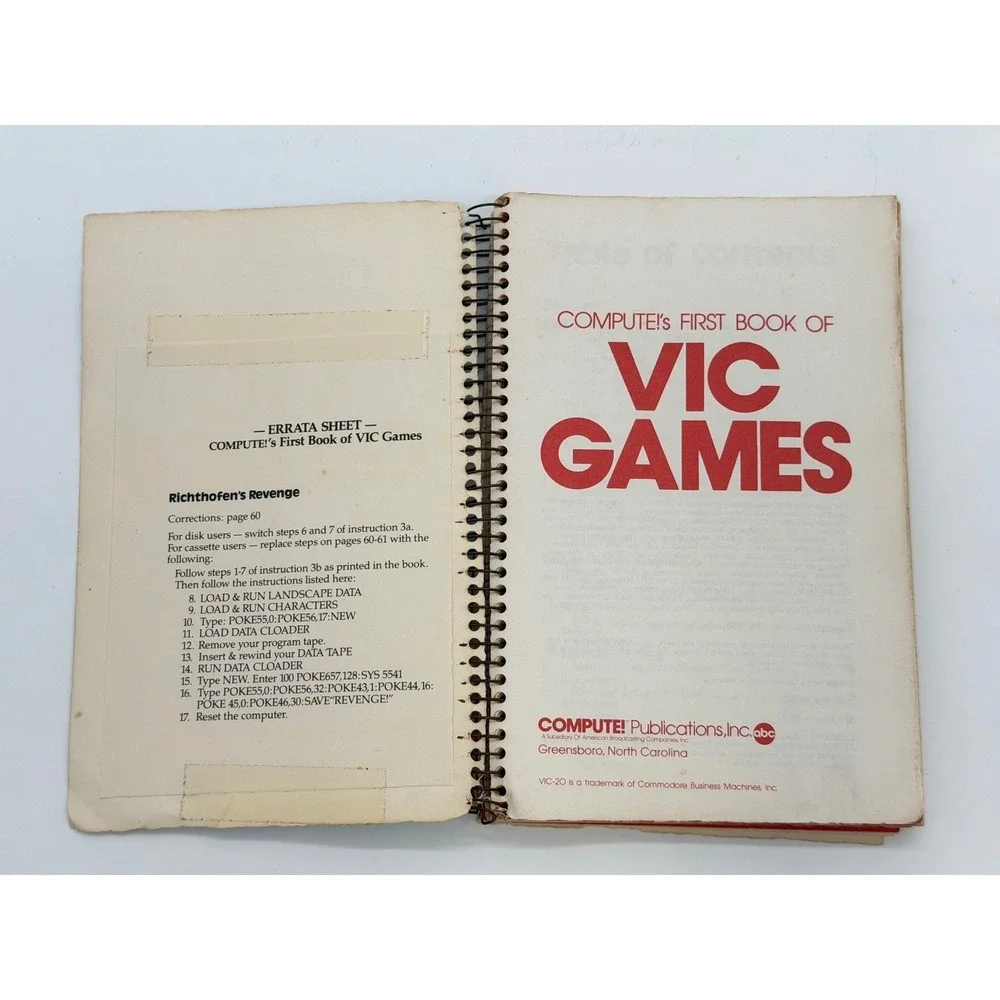 COMPUTE!'s First Book of VIC Games 1983 Retro Programming 24 Games for VIC-20